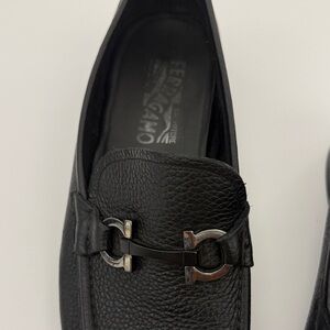Salvatore Ferragamo Textured Black Leather Loafers